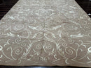 Tibetan Rug 9x12 Wool and Silk Beige Modern Handmade Carpet