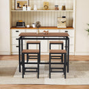 5-Piece Compact Bar Table Set with Table and Stools - Modern Industrial Design, Space-Saving Furniture for Dining Room and Breakfast Nook (Dark Brown)