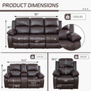 Manual Recliner Sofa Set Brown Three Piece Living Room Furniture