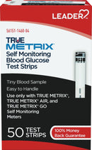 LEADER True Metrix Blood Glucose Test Strips for Diabetes, Tiny Blood Sample, Self-Monitoring, Triple Sense Technology, for Adults and Kids 12+, Compatible with True Metrix Meters only, 50 Strips