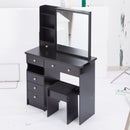 37' Middle Size Left Drawer Desktop Vanity Table + Cushioned Stool, Extra Large Right sliding mirror, Multi Layer High Capacity Storage, Practical Fashionable Dresser, Suitable For Large Space