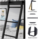 Twin Over Twin Metal Bunk Bed Black Guardrail And Ladder