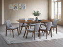 Kaela - 7 Pieces Dining Room Set - Light Gray / Walnut