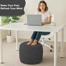 Round Plush Pouf Ottoman, 20"x15"