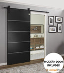 Planum 0020 Matte Black Barn Door and Black Rail