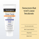 Neutrogena Clear Face Sunscreen Lotion SPF 50, 3 fl. oz