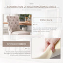 Beige Velvet Tufted Dining Chairs With Nailhead Trim Set Of 6