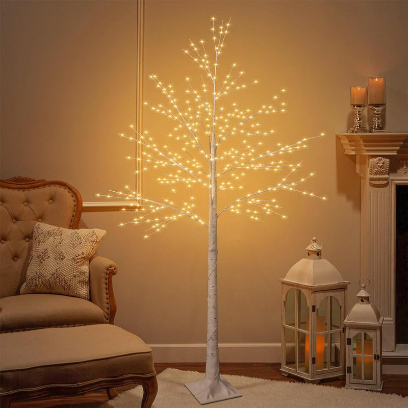 6ft Lighted Indoor & Outdoor Birch Tree