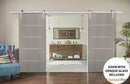 Planum 0020 Grey Oak Double Barn Door and Silver Rail