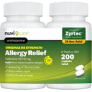 NUVICARE 24-Hour Allergy Medicine - Cetirizine Hydrochloride 10mg Tablets - Compare to The Active Ingredient in Zyrtec Antihistamine Meds - Generic Allergy Pills for All Day Allergy Relief (2 Pack)