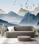 Contemporary Mountains and Lake Wallpaper