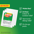 Zyrtec 24 Hour Allergy Relief Tablets, Individually Wrapped Indoor and Outdoor Allergy Medicine with 10 mg Cetirizine HCl per Antihistamine Tablet, 1 Tablet Per Pack, 50 ct Dispensit Pack
