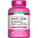 Nature's Truth Hair, Skin & Nails Vitamin | 5000 mcg Biotin | 165 Softgels