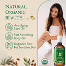 Organic Face Oil for Dry Skin - Unscented Anti-Aging Facial Oil - Jojoba, Rosehip, Almond, Olive, Vitamin E - Gua Sha oil - Fragrance Free Natural Body Moisturizer for Women & Men 4 oz