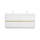Nuvia 72-Inch White Freestanding Bathroom Vanity With Sink And Stone Resin Countertop (SAK23894)