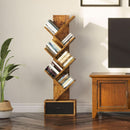 Rustic Brown 7 Shelf Tree Bookshelf With Drawer Living Room