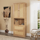 Full Size Solid Wood With Rattan Murphy Bed Cabinet Space-Saving Bed with 2 Side Cabinet Storage Shelves, Perfect for Guest Room, for Bed Room, Guest Room, Home Office, Natural