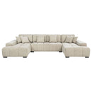 Cannella U-Shaped Double Chaise Upholstered Sectional Sofa Beige