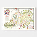 Vintage Map of Ghent Region, Belgium 1665