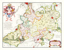 Vintage Map of Ghent Region, Belgium 1665