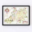 Vintage Map of Ghent Region, Belgium 1665