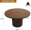 47 Inch Walnut Round Dining Table Farmhouse Kitchen