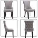 Set Of 2 Light Gray Velvet Tufted Wingback Dining Chairs Nailhead