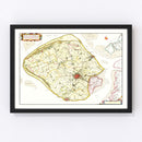 Vintage Map of Walcheren, Holland 1665