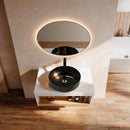 Floating Bathroom Vanity With Vessel Sink With Open Shelf Storage
