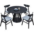 (1 Table+4 Chairs)Modern Dining Table Set of 5 pcs,Wooden Dining Table and Upholstered Chairs for Living Room,Round Kitchen Set with Sturdy Legs for Restaurant,Black