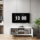 Modern TV Stand with Wave-Design Doors, Open Shelf & Adjustable Shelf - Stylish and Functional for Your Living Room