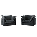 Set of 2 Slipcovered Armchairs,Deep Seat Accent Chair Set for Living Room, Reading Room, Bedroom and Working Spaces,Armchair Sets with Large Soft Pillows,Gray Corduroy Fabric
