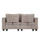 Convertible Chaise Lounge 63' Loveseat Sofa Bed with USB Ports, Cup Holders, Phone Holder, Storage, Brown Corduroy