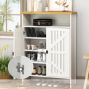 Modern Minimalist MDF Shoe Cabinet with Sliding Door Design - White