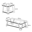 Modern Stainless Steel Coffee Table Set (Set of 2), Double-Layer Clear Tempered Glass Table Top, Coffee Table & End Side Table 2-Pieces Sets for Living Room Home Office, Gold