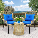 Outdoor Wicker Patio Bistro Set 3 Piece With Glass Table