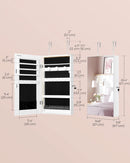 Mirror Jewelry Cabinet Armoire With LED Lights White