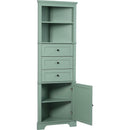 Green Triangle Tall Cabinet with 3 Drawers and Adjustable Shelves for Bathroom, Kitchen or Living Room, MDF Board with Painted Finish