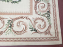Elegant Aubusson Rug 10 x 14, Cream and Ivory Simple Aubusson Floral Carpet, Hand-Woven, European, New Aubusson Rug, Wool Area Rug, Violins