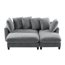 Modern L-Shaped Sectional Sofa with Storage, Movable Ottoman, and Throw Pillows, Grey Chenille, 83'