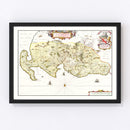 Vintage Map of Galloway, Scotland 1665