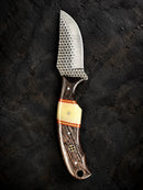 Titan "Shadow Grain" Skinner | High Carbon RASP Steel Blade, Striped Wood Handle TIK-004