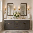 72 Inch Gray Stained Shaker Double Sink Bathroom Vanity with Drawers