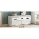 Rustic Storage Bench with 2 Drawers, Hidden Storage Space, and 3 False Drawers at the Top, Shoe Bench for Living Room, Entryway (White)