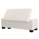 Textured Boucle Ottoman Bench with Hinged Lid for Seating and Storage in Beige, 50 Inches, Solid Wood
