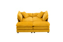 Corduroy 2-seats sofa With 2 back pillows,2 toss pillows and two ottoman,Comfy Sofa- Deep Seat Couch for Living Room,Yellow