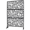 Outdoor & Indoor Privacy Screen Metal Privacy Screen 76' H×48' W, Freestanding Decorative Privacy Screen for Deck Balcony Patio, Privacy Fence Panels for Outside Lawn Garden PS114 BLACK, LIGHT