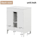 24' Bathroom Vanity with Sink, Bathroom Vanity Cabinet with Two Drawers and Door, Adjustable Shelf, Solid Wood and MDF, White (Old Sku:WF309411AAK)