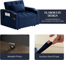 Blue Velvet SpaceSaving Convertible Sofa Chair USB