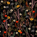 Modish Modern Black Wallpaper with Wildflowers